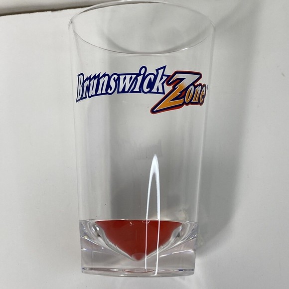 Brunswick Zone 18oz Pub Glass Beer Set Of 4 Bowling Tumbler Plastic Stackable - Picture 6 of 7